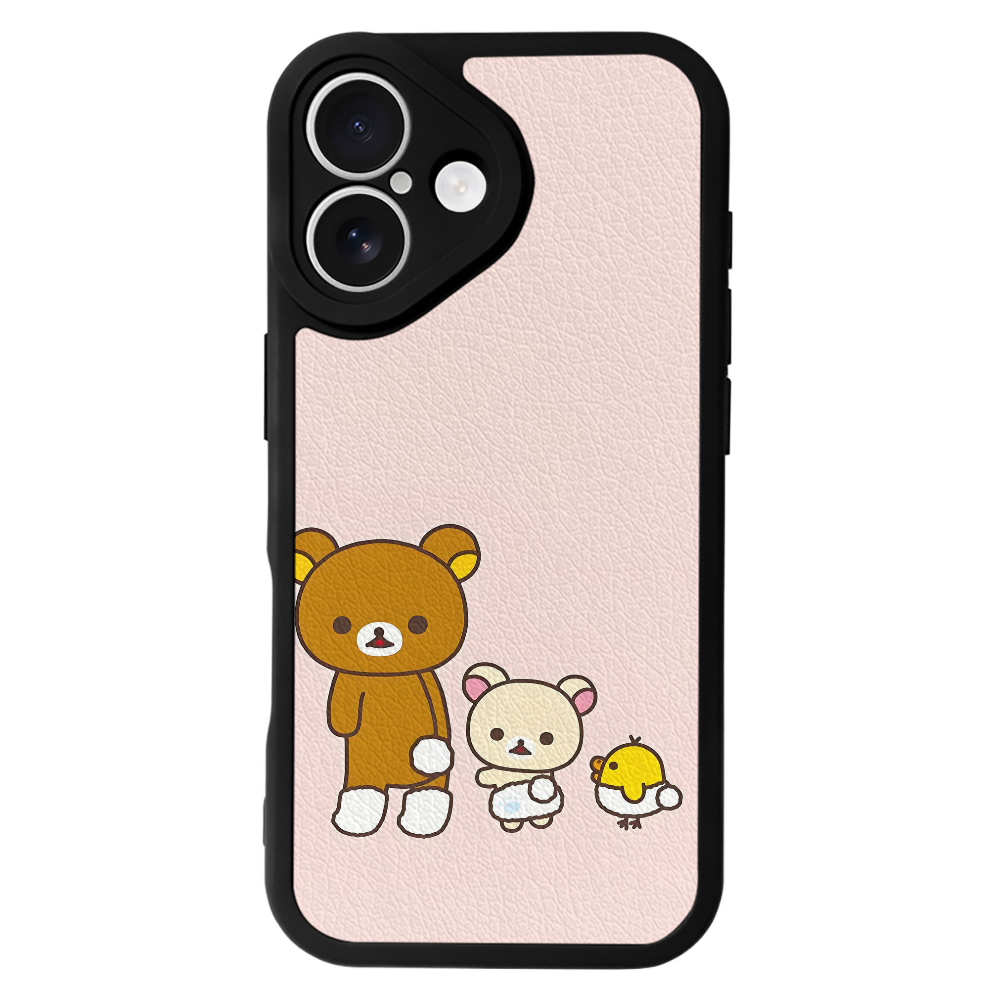 （画像用） リラックマ リラックマ キイロイトリ Rilakkuma Korilakkuma Kiiroitori 【iPhone 16シリーズ対応】シリコンスマホケース（レザー調） 材質：シリコン
